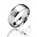 Stainless Steel Band Ring with CZ 