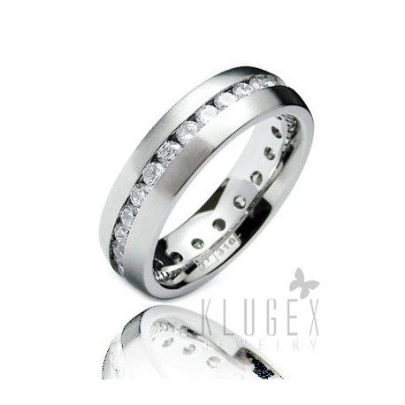 Stainless Steel Band Ring with CZ Size 8