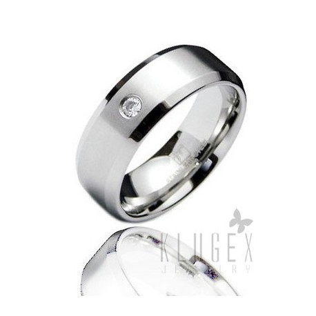 Stainless Steel Band Ring with CZ Size 10