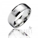 Stainless Steel Band Ring with CZ 