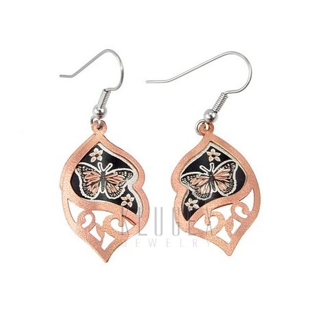 Handcrafted Copper Earrings w Butterfly