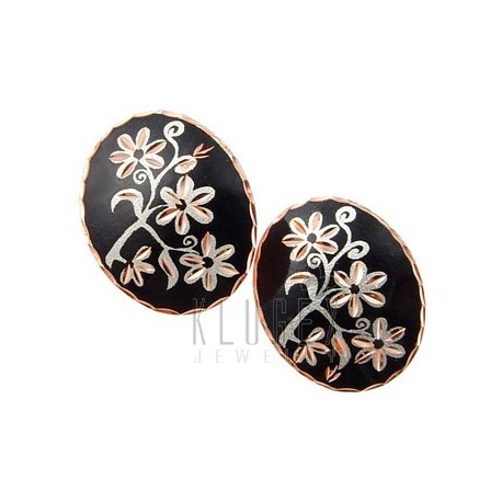 Handcrafted Copper Earrings w Flowers