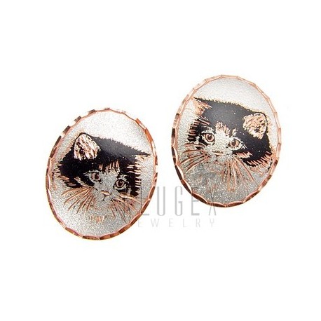 Handcrafted Copper Earrings w Cat
