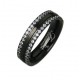 Black Stainless Steel Band Ring w CZ Size 6