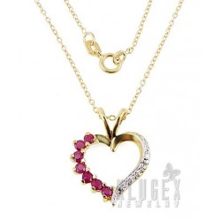 18K Gold Plated 925 Sterling Heart Pendant w Chain