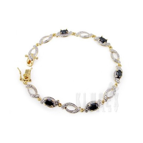 18K Gold Plated 925 Sterling Bracelet w Sapphire