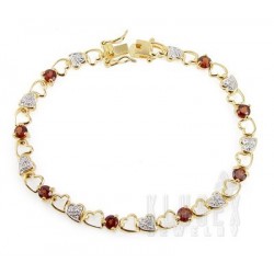 18K Gold Plated 925 Sterling Bracelet w Garnet