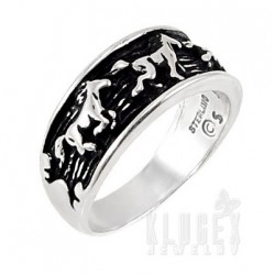 Sterling Silver Ring w Horses Size 10