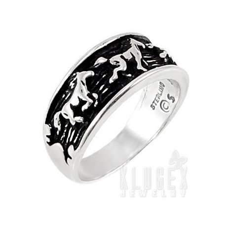 Sterling Silver Ring w Horses Size 10