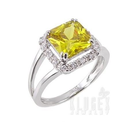 Sterling Silver Ring w Yellow CZ Size 7