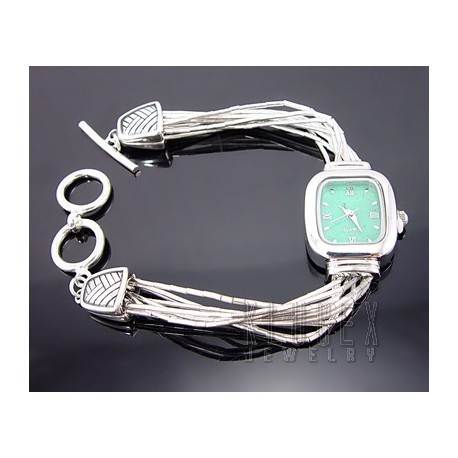 Sterling Silver Ladies Toogle Watch w Turquoise