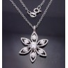 Sterling Silver Flower CZ Pendant w Chain