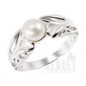 Sterling Silver Ring with Pearl Size 6