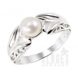 Sterling Silver Ring with Pearl Size 7