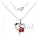 Sterling Silver Heart Necklace with Garnet