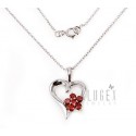 Sterling Silver Heart Necklace with Garnet