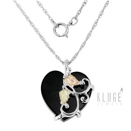 Black Hills Gold Sterling and 12K Gold Heart Necklace