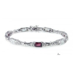 Sterling Silver Bracelet with Garnet and CZ