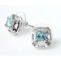 Sterling Silver Earrings with Blue Topaz and CZ