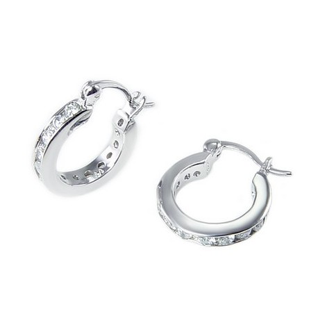 Sterling Silver Hoop Earrings with CZ