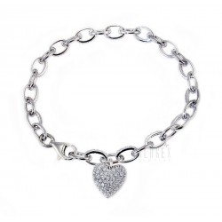 Sterling Silver Bracelet with Heart Charm