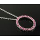 Sterling Silver Circle Pendant with Synthetic Ruby 