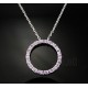 Sterling Silver Circle Pendant with Synthetic Amethyst 