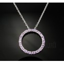 Sterling Silver Circle Pendant with Synthetic Amethyst 