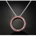 Sterling Silver Circle Pendant with Synthetic Garnet 