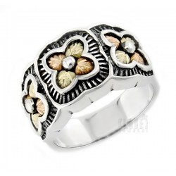 Black Hills Gold Sterling Silver Ring with 12K Gold 