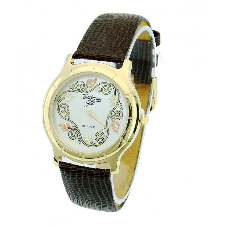 Black Hills Gold Watch With Leather Strap Jewelry Farm   Black Hills Gold Watch With Leather Strap  