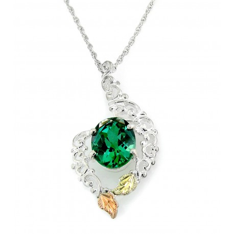 Black Hills Sterling Silver and 12K Gold Emerald Pendant 