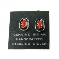 Native American Sterling Silver Earrings with Coral