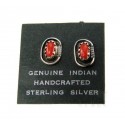 Native American Sterling Silver Earrings with Coral