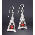 Native American Sterling Silver Earrings w Coral