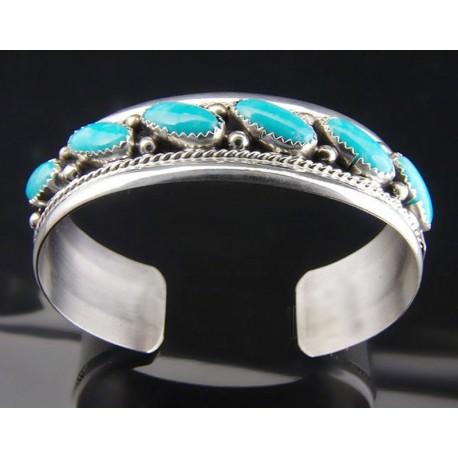 Native American .925 Sterling Cuff Bracelet with Turquoise