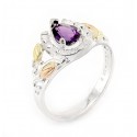 Black Hills 12K Gold on Sterling Horseshoe Ring with Amethyst 