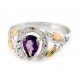 Black Hills Sterling and 12K Horseshoe Ring with Amethyst 