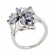 Sterling Silver Ring with Tanzanite and Diamond 