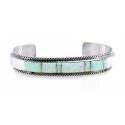 Native American Sterling Silver Cuff Bracelet with Opal