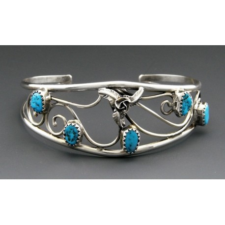 Native American Cuff Bracelet with Turquoise