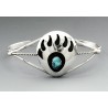 Sterling Silver Bear Paw Cuff Bracelet with Turquoise