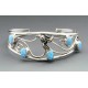 Native American Sterling Cuff Bracelet with Blue Opal