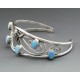 Native American Sterling Cuff Bracelet with Blue Opal