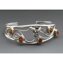 Native American Sterling Cuff Bracelet with Amber