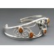 Native American Sterling Cuff Bracelet with Amber