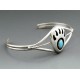 Sterling Silver Bear Paw Cuff Bracelet with Turquoise