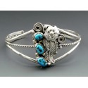 Native American Sterling Silver Cuff Bracelet with Turquoise