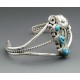 Native American Sterling Silver Cuff Bracelet with Turquoise