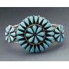 Zuni Sterling Silver Cluster Cuff Bracelet with Turquoise